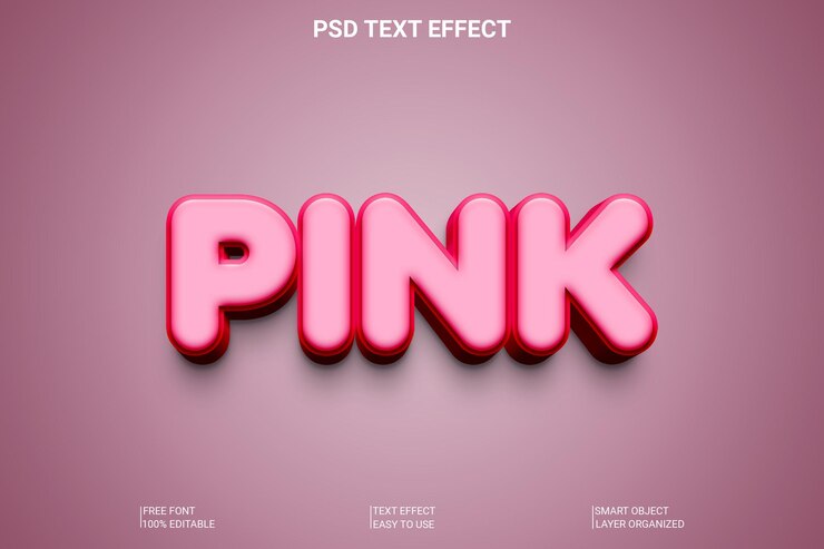 PSD efecto de estilo de texto editable en 3d rosa