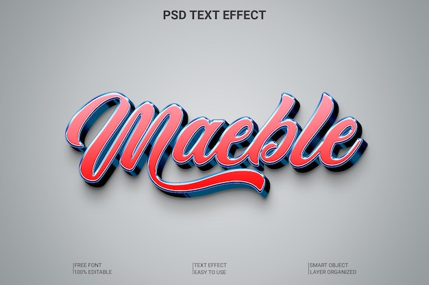PSD efecto de estilo de texto editable en 3d