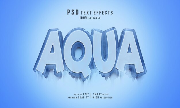 Efecto de estilo de texto editable Aqua 3d creativo