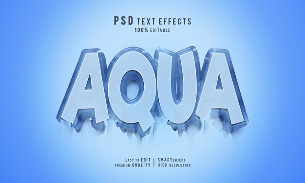 Efecto de estilo de texto editable aqua 3d creativo