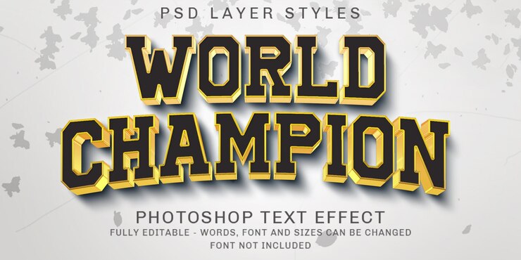 PSD efecto de estilo de texto editable de campeón mundial creativo
