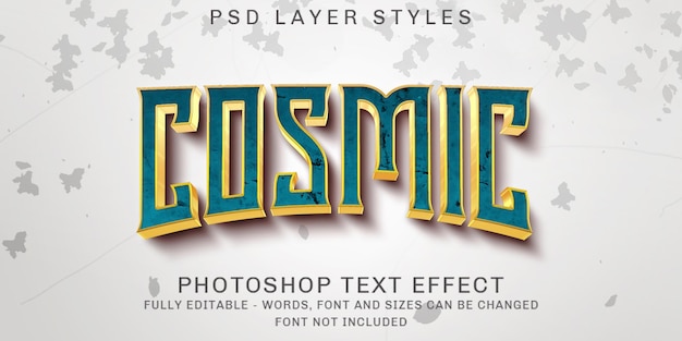 efecto de estilo de texto editable cósmico 3d