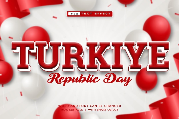 Efecto de estilo de texto editable para el Día de la República de Turquía