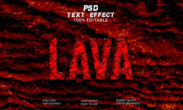 Efecto de estilo de texto editable Lava 3D Archivo PSD Premium con fondo