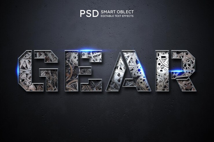 PSD efecto de estilo de texto de engranaje
