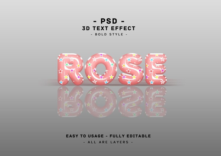 PSD efecto de estilo de texto de espejo de globo 3d rosa