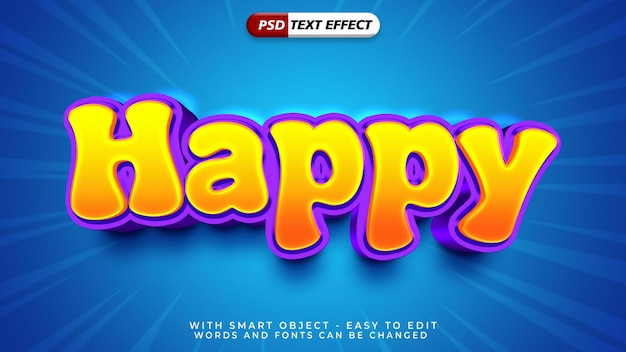 PSD efecto de estilo de texto feliz