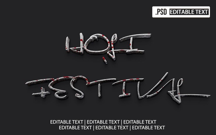 PSD efecto de estilo de texto del festival de holi