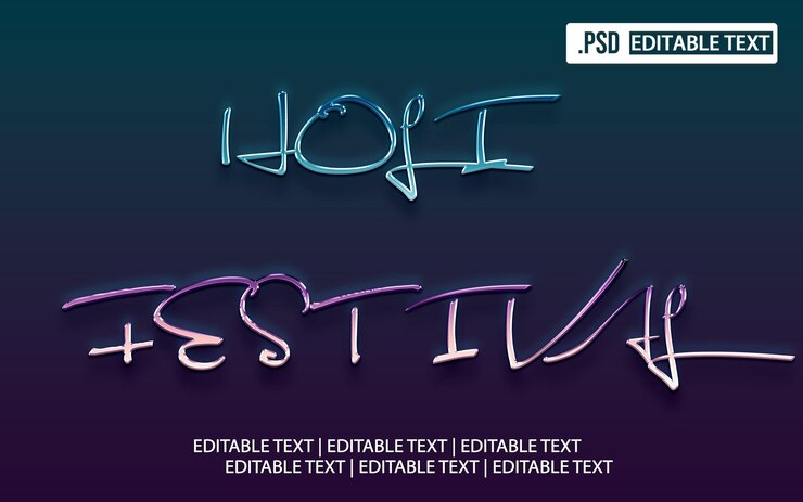 PSD efecto de estilo de texto del festival de holi