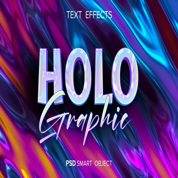 PSD efecto de estilo de texto gráfico holo efecto de texto editable