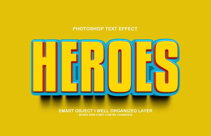 PSD efecto de estilo de texto de héroes editables en 3d