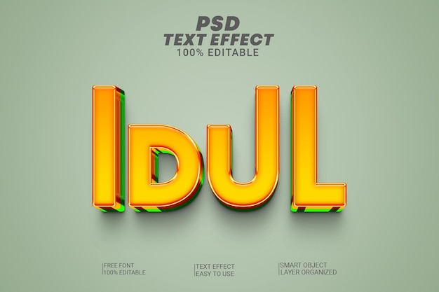 Efecto de estilo de texto idul de psd