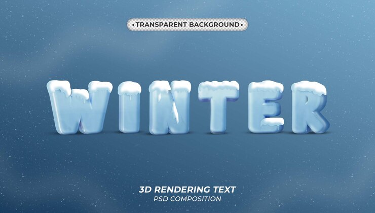 PSD efecto de estilo de texto de invierno 3d