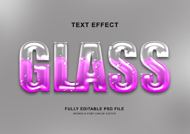 Efecto de estilo de texto de jugo púrpura editable de vidrio