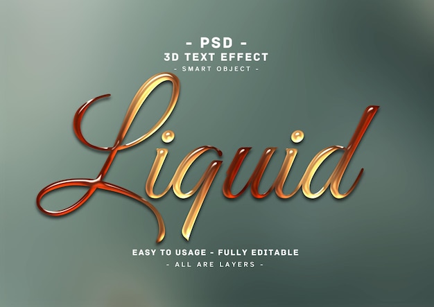 PSD efecto de estilo de texto líquido 3d