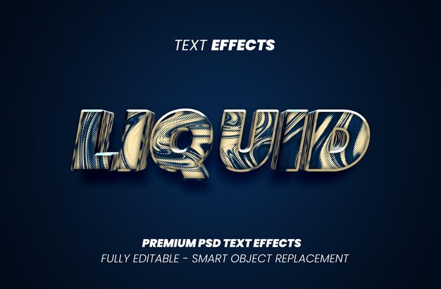 Efecto de estilo de texto líquido Premium PSD