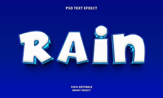 Efecto de estilo de texto de lluvia psd libre