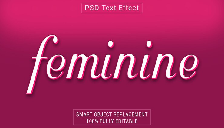PSD efecto de estilo de texto del logotipo femenino de psd