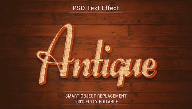 Efecto de estilo de texto del logotipo de PSD Antique
