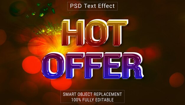 Efecto de estilo de texto del logotipo de PSD HOT OFFER