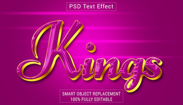 Efecto de estilo de texto del logotipo de PSD Kings.
