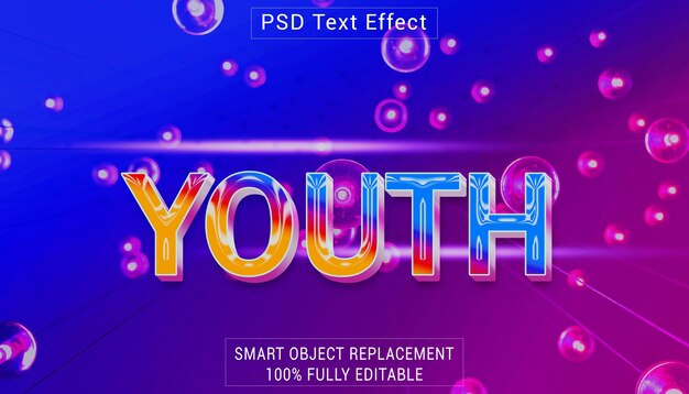 Efecto de estilo de texto del logotipo de psd youth