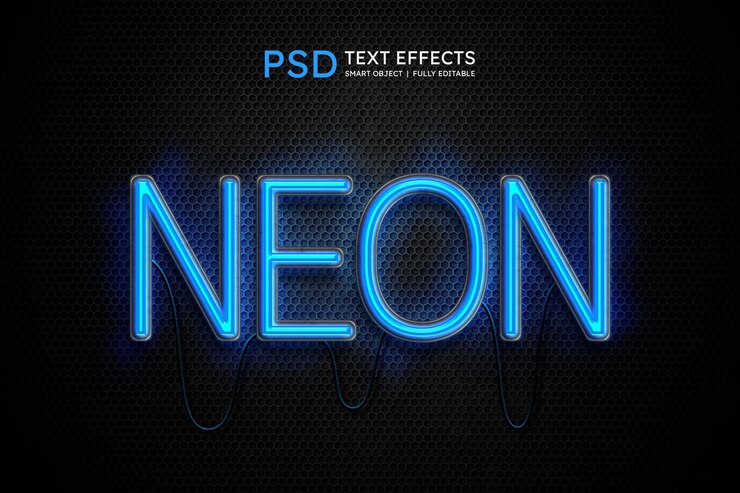 PSD efecto de estilo de texto de luz de neón