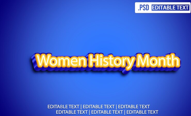PSD efecto de estilo de texto del mes de la historia de la mujer