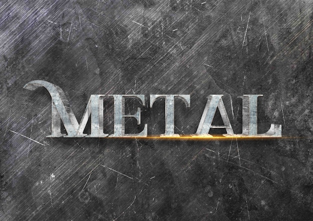 Efecto de estilo de texto de metal 3d