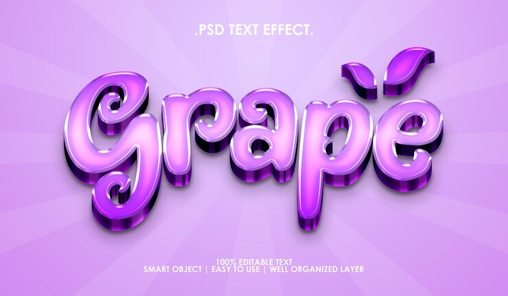 PSD efecto de estilo de texto moderno de uva