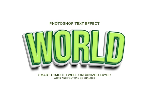 PSD efecto de estilo de texto de mundo editable en 3d