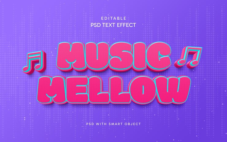 PSD efecto de estilo de texto musik 3d