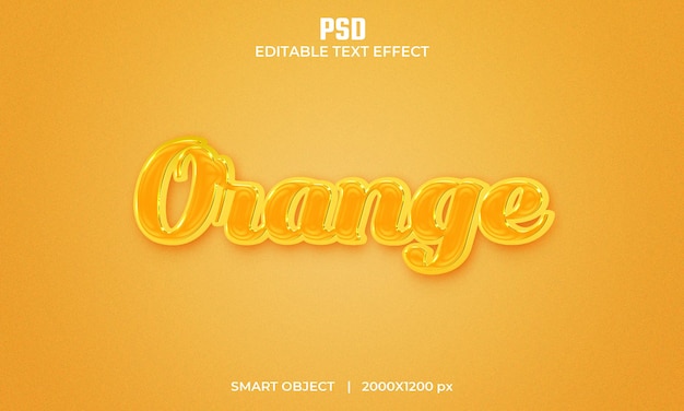 Efecto de estilo de texto naranja 3d psd premium