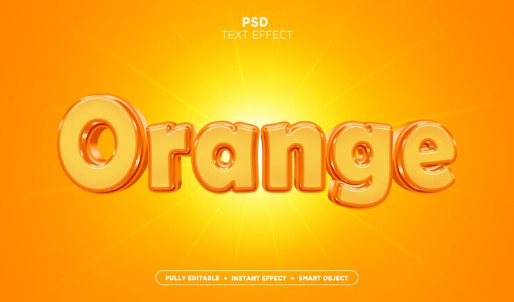 PSD efecto de estilo de texto naranja editable en 3d con fondo