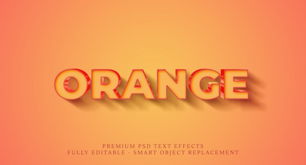 Efecto de estilo de texto naranja psd, efectos de texto psd premium