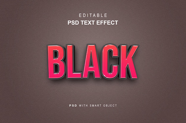 efecto de estilo de texto negro 3d