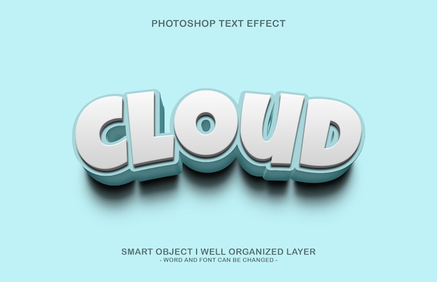 PSD efecto de estilo de texto en nube editable en 3d