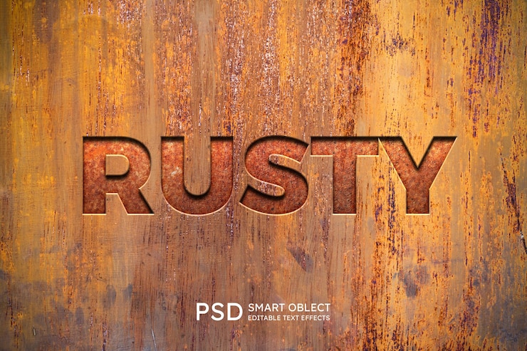 PSD efecto de estilo de texto oxidado