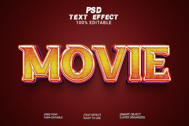 PSD efecto de estilo de texto de película creativa psd