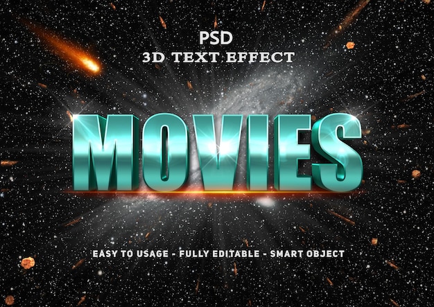 Efecto de estilo de texto de películas 3d