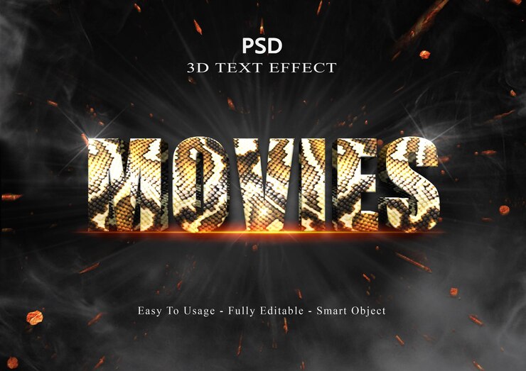 PSD efecto de estilo de texto de películas de serpiente 3d