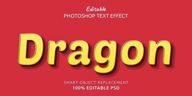 Efecto de estilo de texto de photoshop editable de dragón