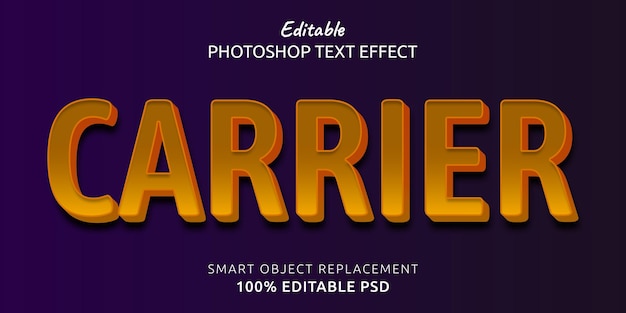 Efecto de estilo de texto de Photoshop editable por portador