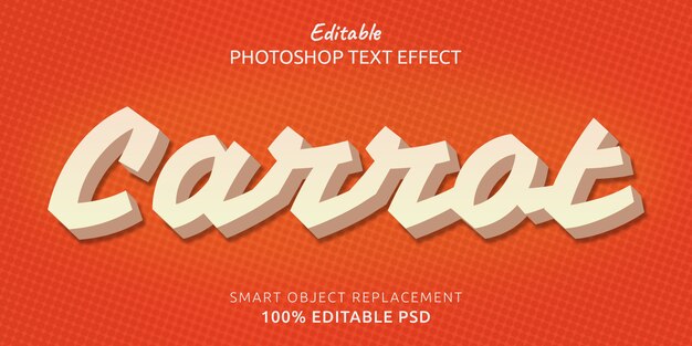 Efecto de estilo de texto photoshop editable de zanahoria