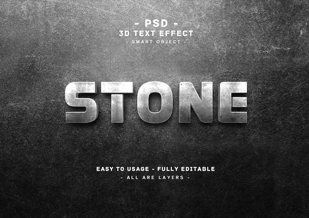 PSD efecto de estilo de texto de piedra 3d