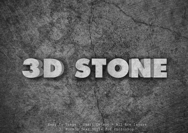 PSD efecto de estilo de texto de piedra 3d