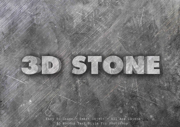PSD efecto de estilo de texto de piedra 3d