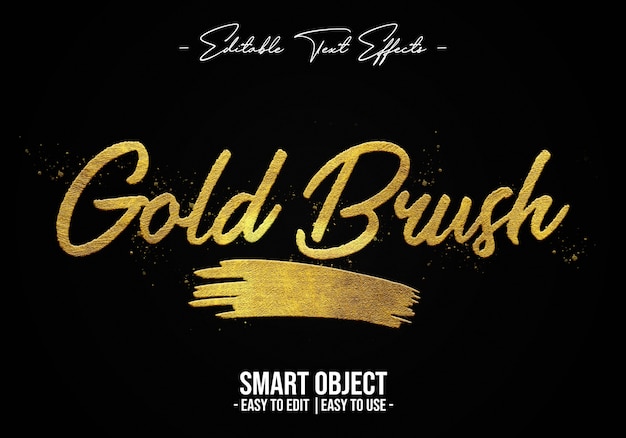 Efecto de estilo de texto de pincel dorado