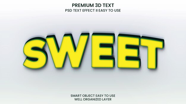 Efecto de estilo de texto y plantilla de 3d dulce