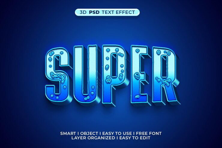 PSD efecto de estilo de texto y plantilla de psd super 3d